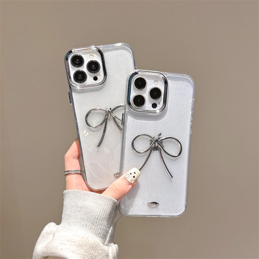 Luxury 3D Elegant Bow Glitter Phone Case for iPhone 16 15 14 13 12 11 Metal Camera Protection Shockproof & Scratch-Resistant Cover