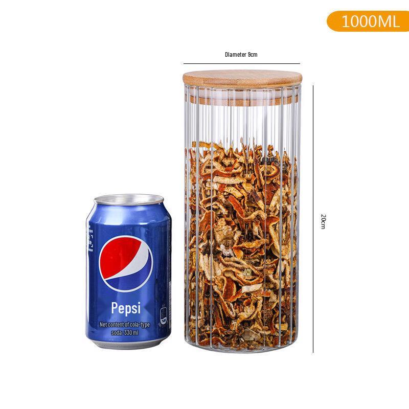 Striped Glass Storage Jar with Lid