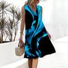 Plus Size V Neck Sleeveless Mountain Waterfall Among Bamboo Trees Print For Natural Summer Outfit
