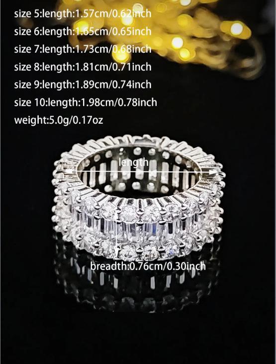 Luxury Multi-Row 3A Zircon Micro-Inlaid Diamond Eternal Ring - Phantom R4575