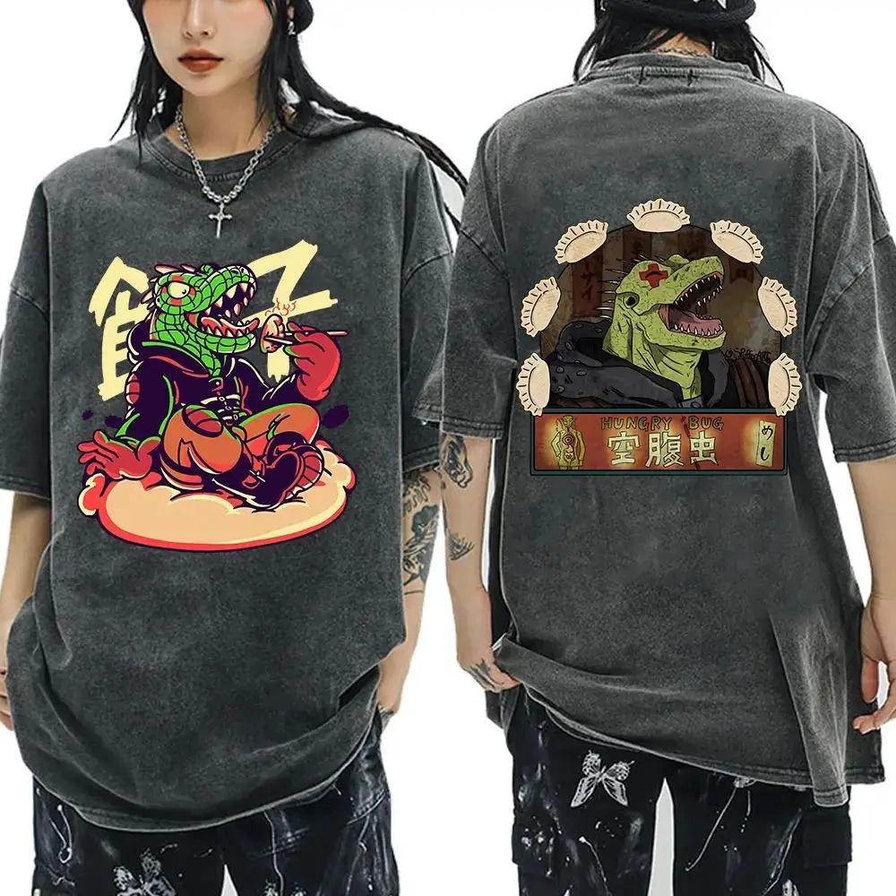 New Arrival Mens Clothes Tee Shirt Homme Graphic T-Shirts Men Tshirt Japanese Anime Dorohedoro Kaiman Vintage Washed