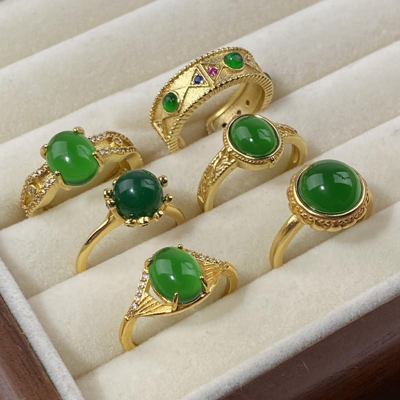 Exquisite Adjustable Opening Gemstone Copper Ring For Women Stylish Geometric Design