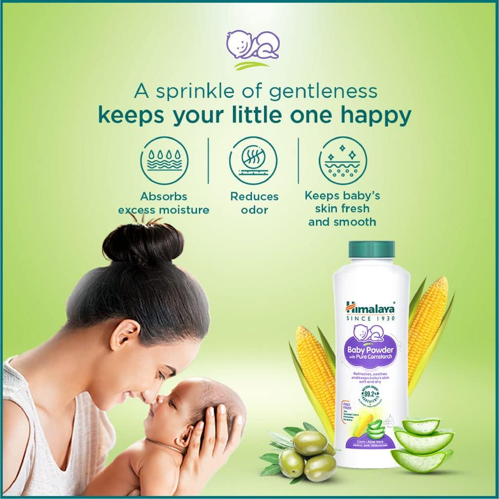 Himalaya Baby Powder with Pure Corn Starch 200g Pack of 1 for Soft Dry Delicate Skin