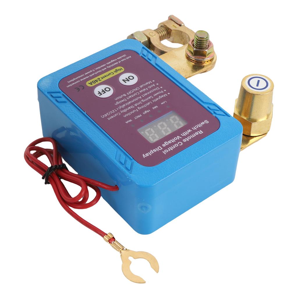 DC 12V Remote Battery Disconnect Switch with Led Voltage Display 240A Smart Battery Shut Off Switch for Automotive RV