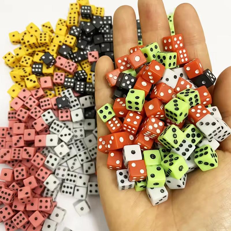 100PCS/Set 8mm Size Dice Entertainment Game Props 5 Colors Available Gaming Dice Solid Cube Set Party Board Game Accessories ZYF