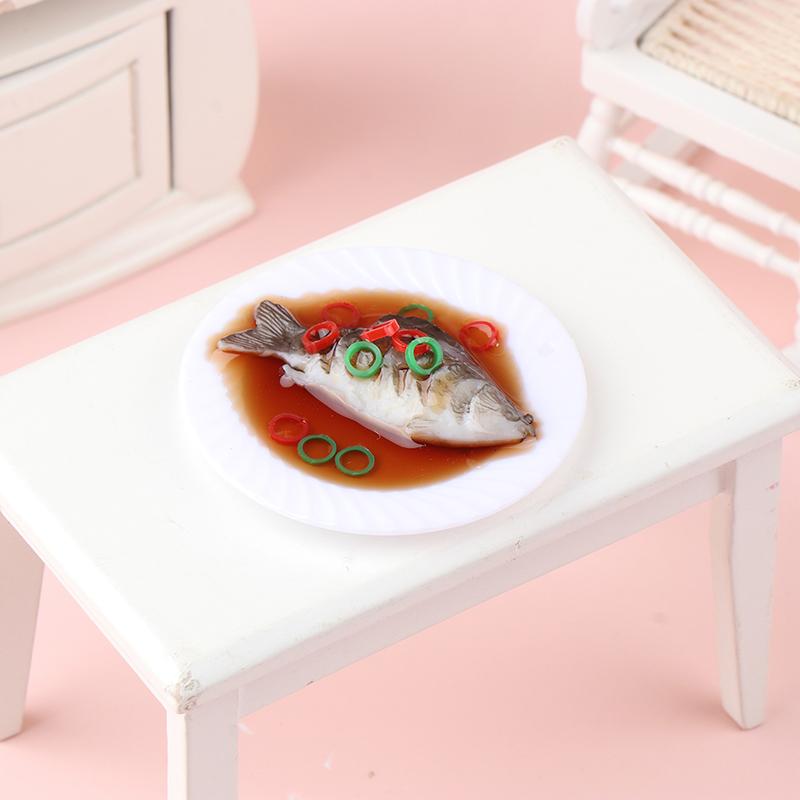 

1:12 Кукольный домик Имитация тушеной рыбы Модель кукольной кухни Еда Игрушки