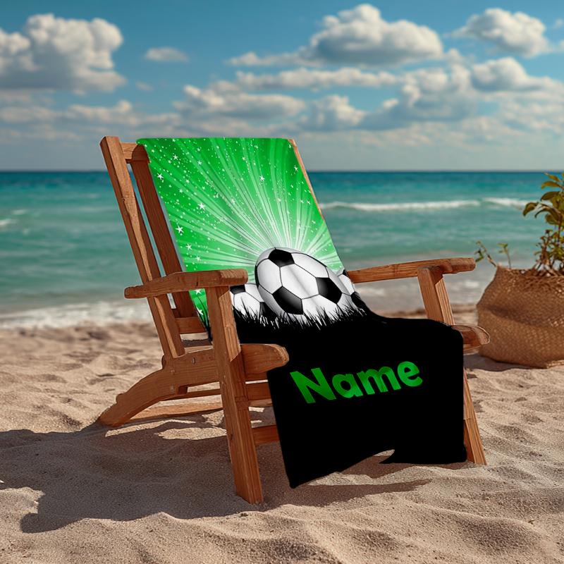Custom Name Ultra-Soft Beach Towel with Soccer Theme,Ideal for Pool - Camping, Diving - Perfect Travel Essential, Vibrant Beach Towel.