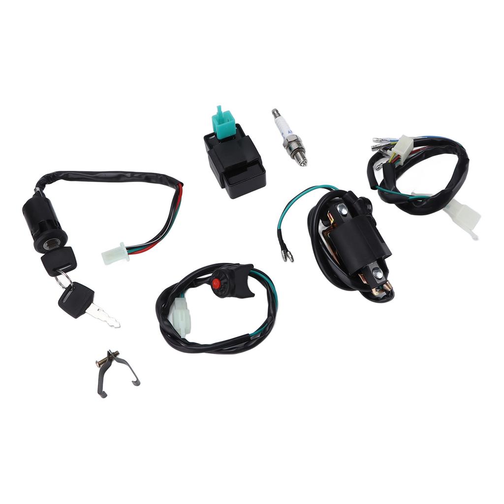 Kill Switch Ignition Coil CDI Spark Plug Wiring Harness Kit for Kick Start Dirt Pit Bike ATV 50CC