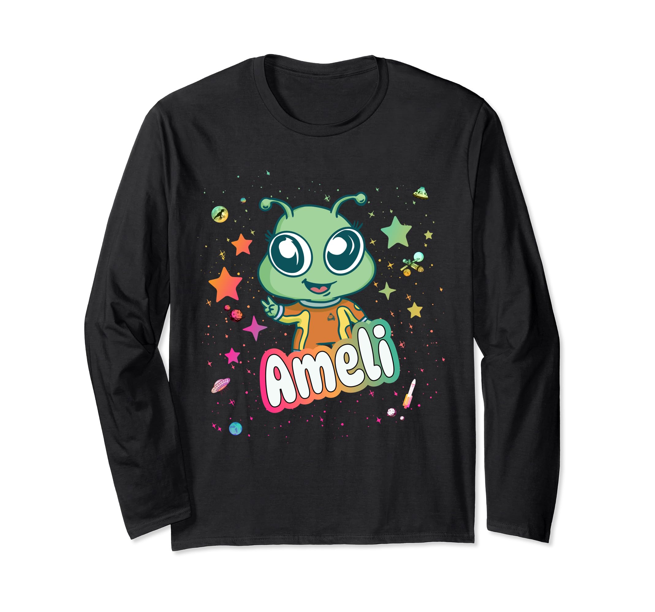 

AMELI - Adorable girl name with cute Alien long sleeve T-shirt