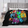 Coperta in Flanella Geometric Dash Old School Gaming, Coperte Geometry Dash per Letto Ufficio Trapunta Ultra-Morbida,