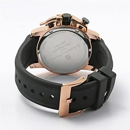 Salvatore Marra Chronograph Rubber Watch SM21103-PGBKBK Men's Pink Gold & Black Stainless Steel Case