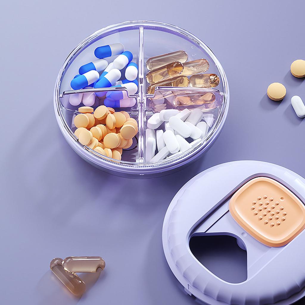 Travel Medicine Organizer 4 Compartments Small Tablet Case Waterproof Vitamin Container Storage