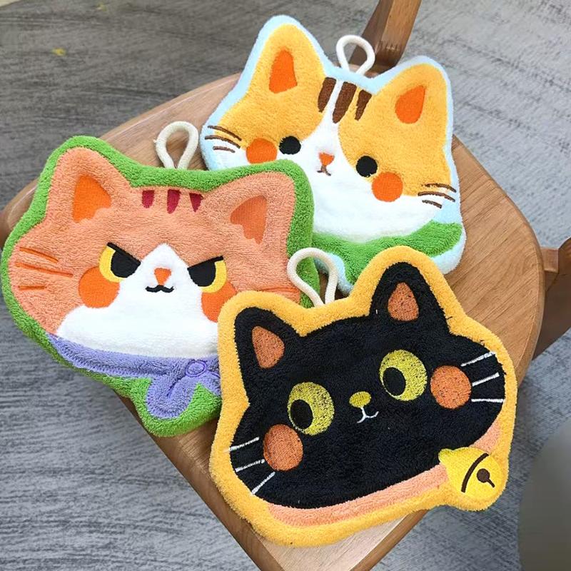1pc Cartoon Hand Towel Kawaii Thickened Handkerchief Towels Wall Hanging Hand Cloth Kitchen Accessories Bathroom Hand Towel