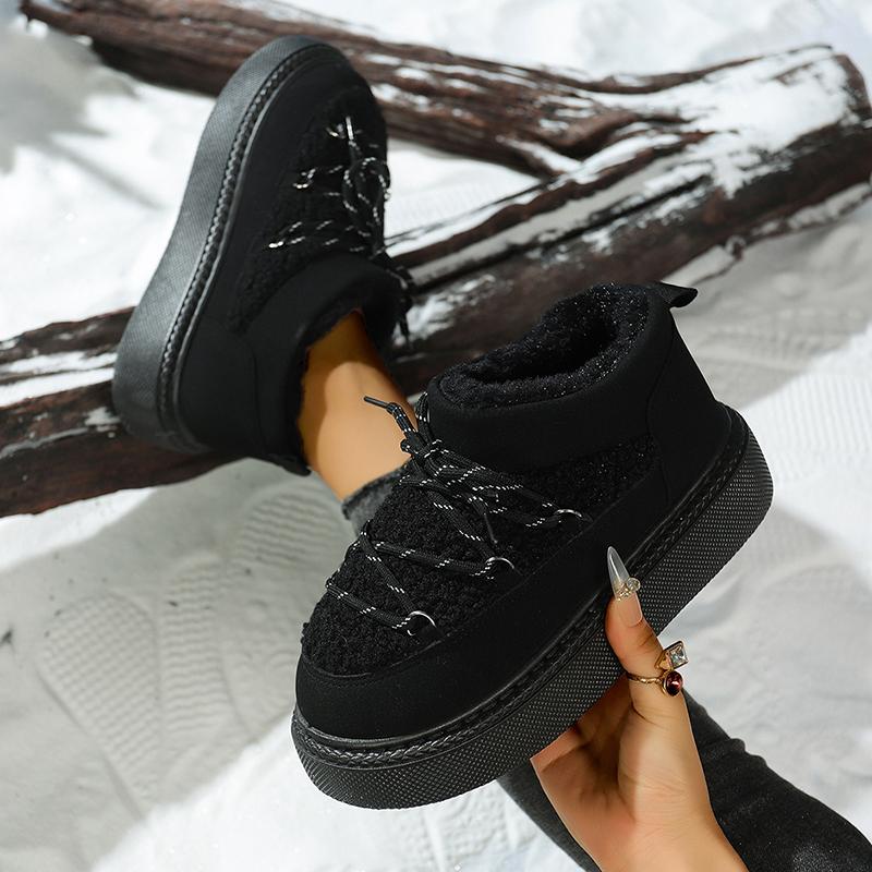 Fashion Fashion Lace Up Platform Snow Boots Women 2025 Thicken Plush Warm Winter Boots Woman Thick Sole Non Slip Cotton Padded Shoes