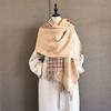 Elegant Houndstooth Scarf Imitation Cashmere Soft Warm Versatile Shawl Coldproof Windproof Blanket Scarf Two Sides Autumn Winter