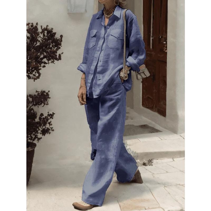 JPNTKY Women's Fashion Casual Long Sleeve POLO Neck Pants Suits