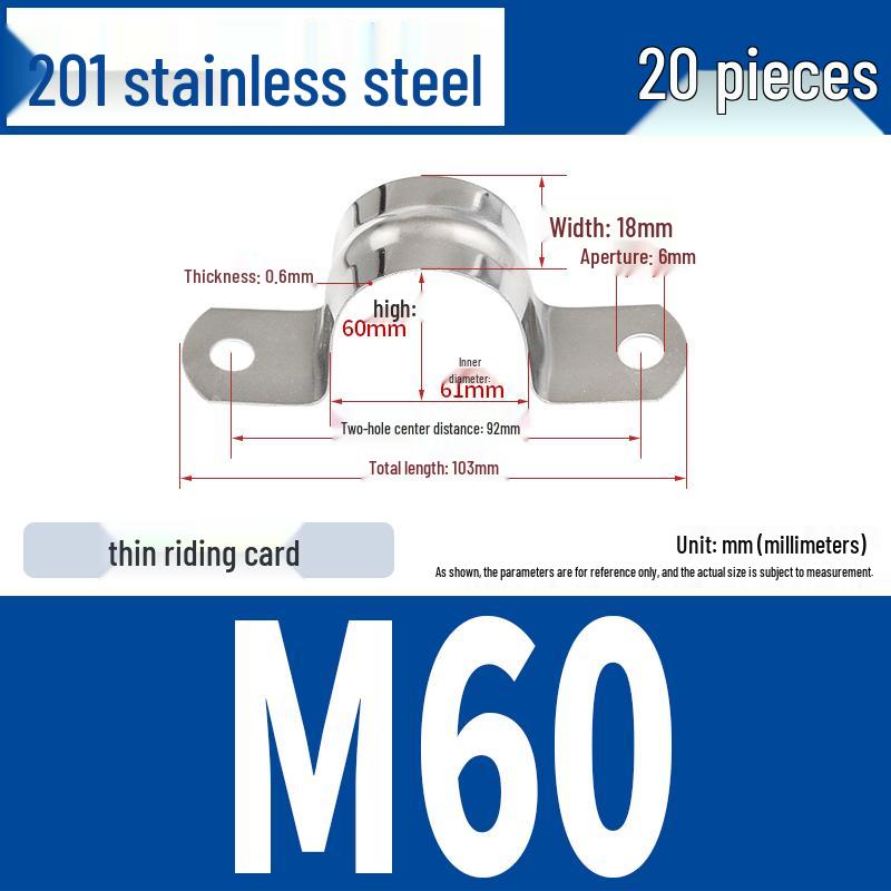 304 Stainless Steel U-Bolt Pipe Clamp Bracket - Pipe & Hose Clip Snap-on Hoop