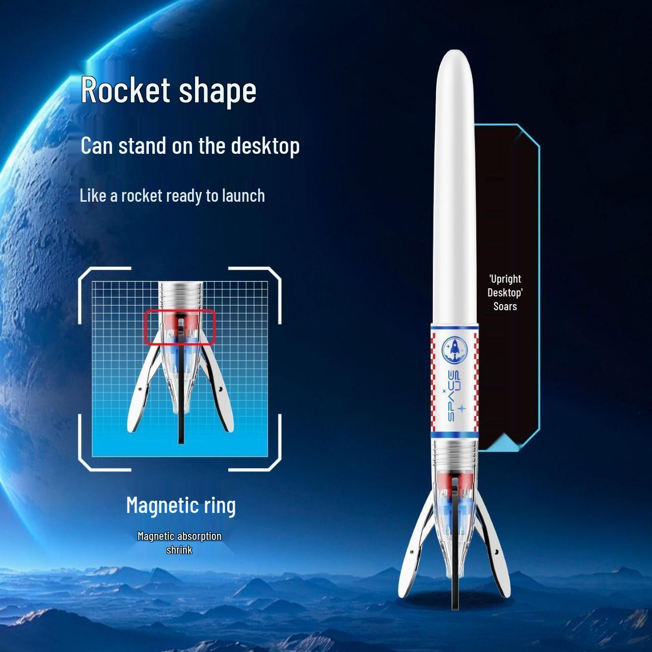 

Point Stone Space-Time Capsule Rocket Steel Pen with Erasable EF Nib and Replaceable Ink Cartridge White Barrel - 1 Set