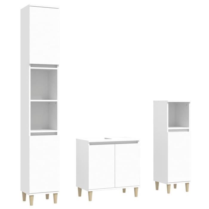 VidaXL Ensemble de meubles salle de bain 3 pcs blanc bois d'ingénierie 3185581