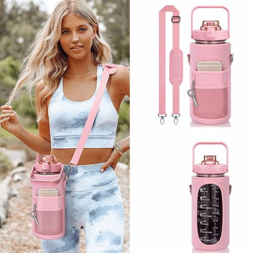 Neoprene Sport Water Bottle Cover Adjustable Shoulder Strap Tumbler Holder Bag  Tumbler