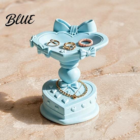 Earring Display Stand Heart Shape Jewelry Tray with Bow Design 3D Printed Desktop Storage Organizer Romantic Gift for Her Matte Finish Macaron