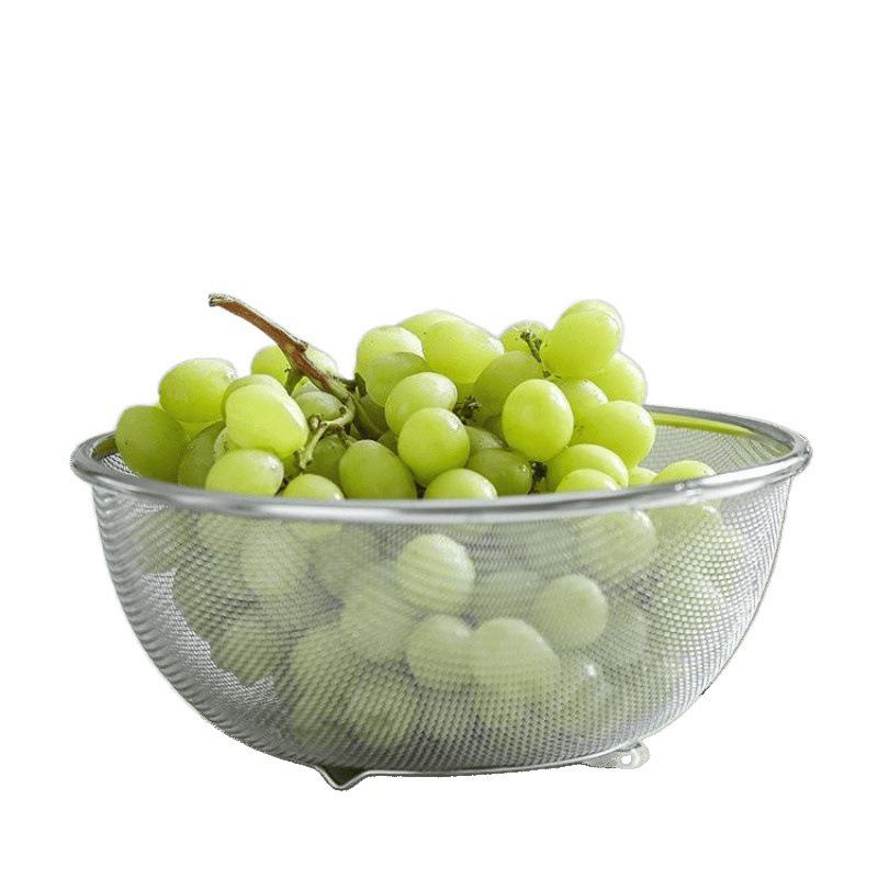 316 Stainless Steel Kitchen Colander Set - 2-Piece for Washing Vegetables, Fine Mesh Strainer for Draining, Rinsing, and Filtering Rice.