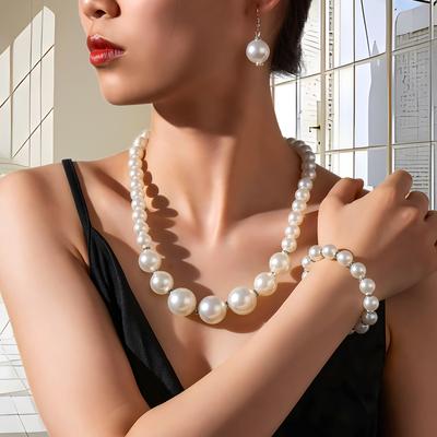 Jewelry, Exaggerated Large Pearl Temperament Neck Chain, Fashionable Versatile Collarbone Chain, Multi-Layer Beaded Necklace For Women