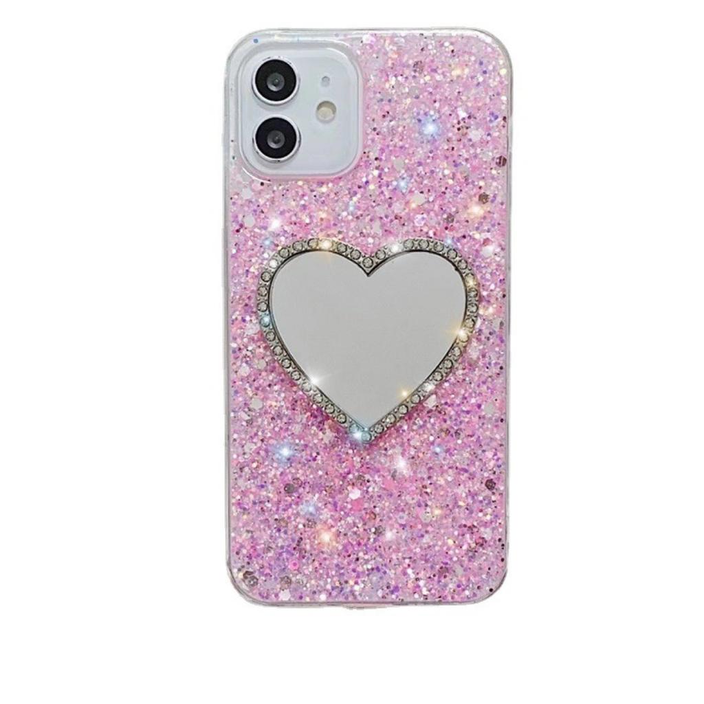 Apple XR Mobile Phone Case Is Suitable for iPhone15 Epoxy XSmax Rhinestone 11Pro Love SE Mirror Glitter