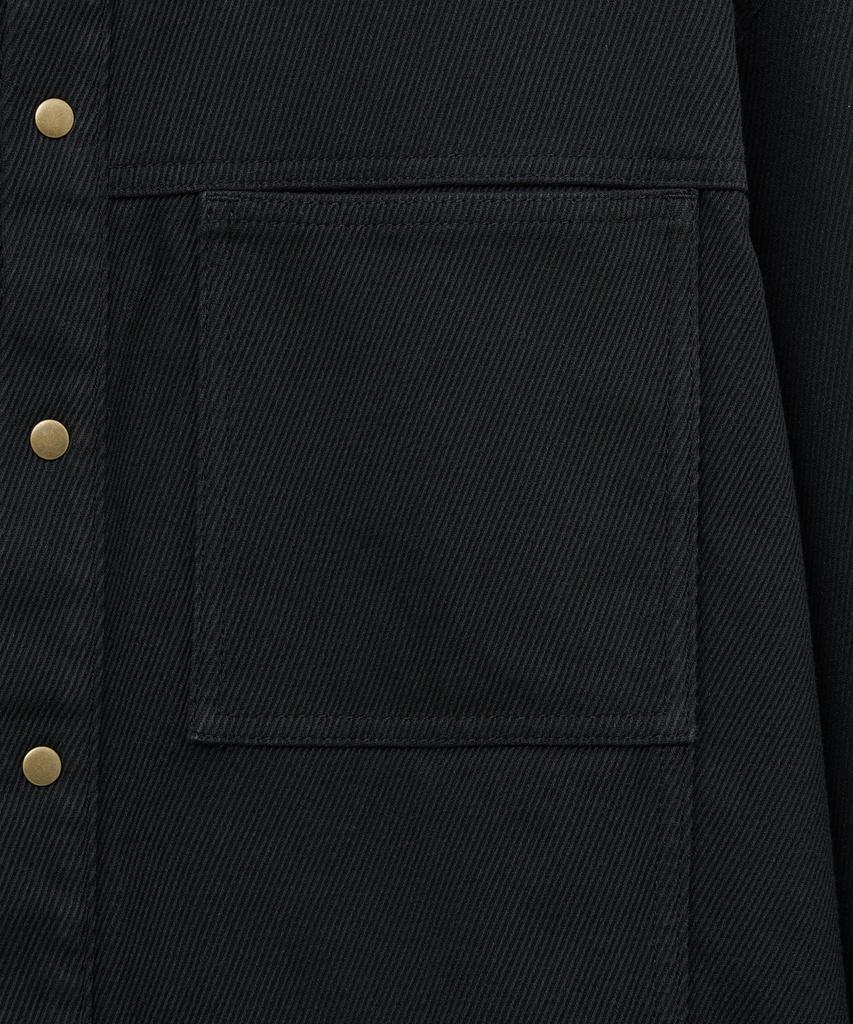 NOIRER Cotton Whipcord Washed Crop Shirt (Black)