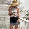 Women's Summer Spliced Sleeveless Halter Neck Leopard Pattern Tank Top  All Match Blouses