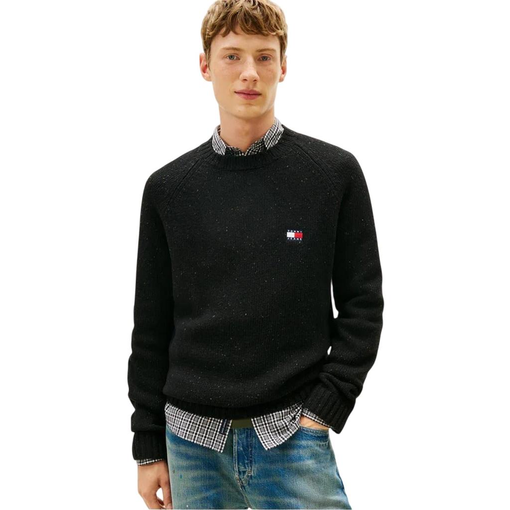 Tommy Jeans Mens Badge Knitted Crew Neck Sweatshirt