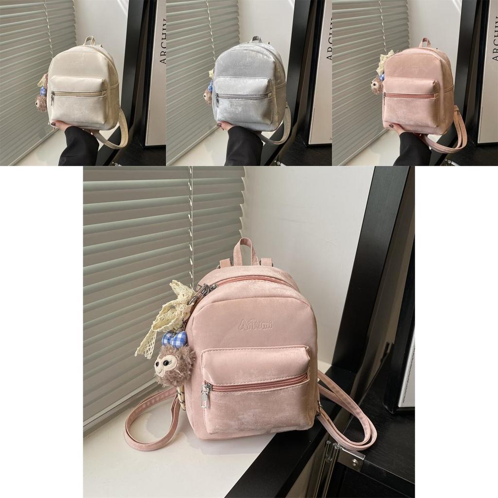 Pu Mini Backpack For College Students With Solid Color Design And Shelliemay Pendant For Daily Use