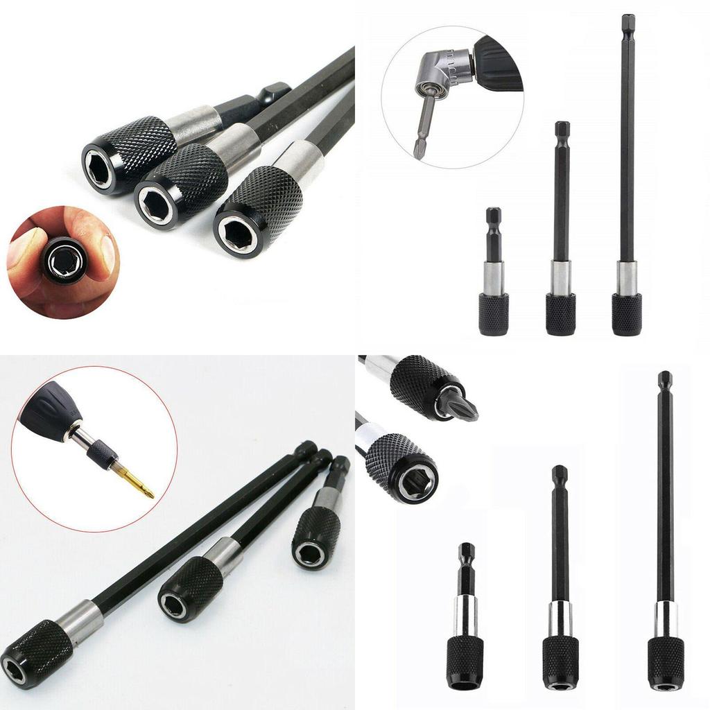 3pcs Set 1/4 Hex Shank Screw Driver Extension Bit Quick Release Holder Tool Durable Magnetic Design For Versatile Applications