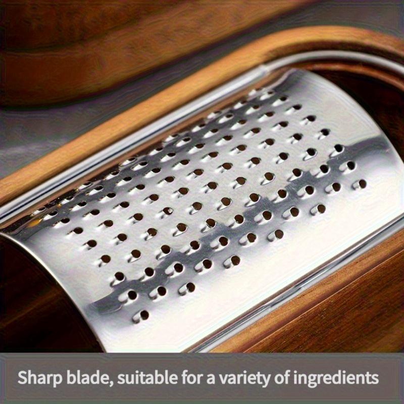 Cheese Grater with Wood Handle Stainless Steel Sharp Blades Cheese Grating Tool for Chocolate Fruits Handheld Grater