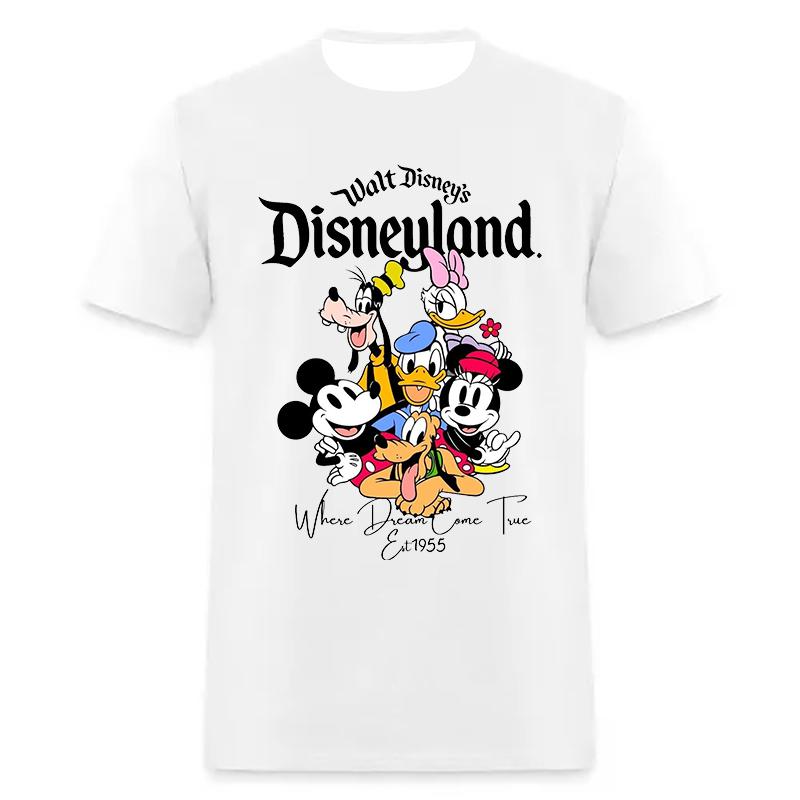 White Short Sleeves T-Shirt For Women Men Disney Mickey Minnie Cotton New In Tops & Tee Fashion Clothing Daily Casual Streetwear