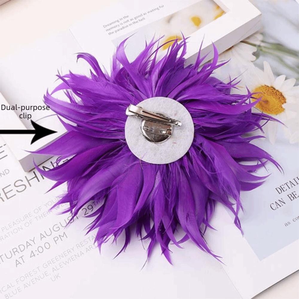 Big Brooch Flower Lapel Pins Elegant Feather Badge Fashion Feather Corsage Brooches  Party Cloth
