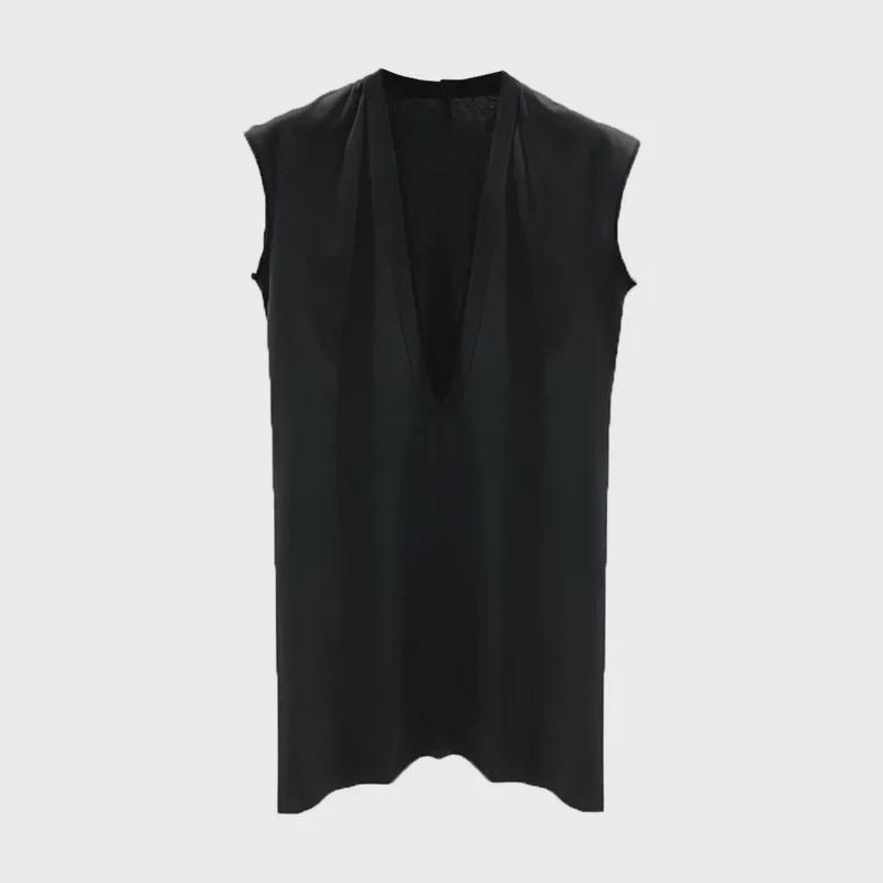 SUBHUMAN Men's Spring/Summer Dark Knitted V-Neck Sleeveless Tank Vest - Couple's Style