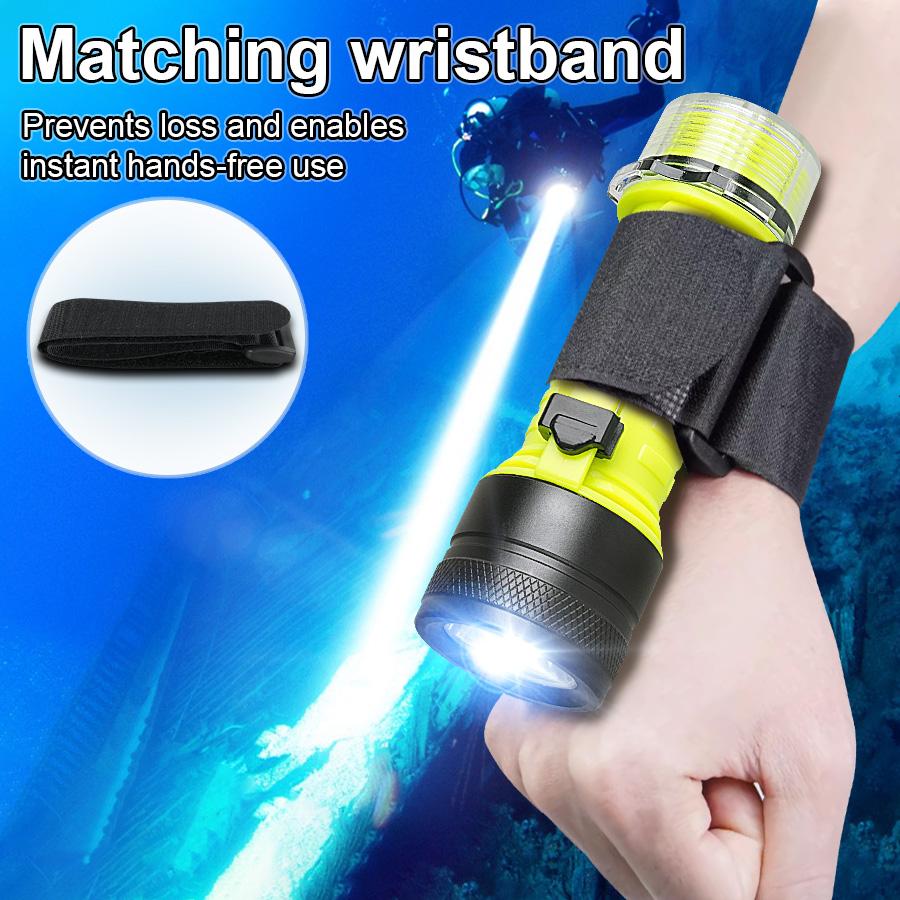 Dual Light XHP70 Dive Torch IPX8 Waterproof Professional Diving Flashlight 18650 Magnetic Slide Switch Rechargeable Scuba Lamp