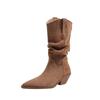 Fashion New 2025 Women's Autumn Winter Ankle Boots Cow Suede Leather Shoes for Women Pointed Toe Short Boots Chunky Shoes Western Boots