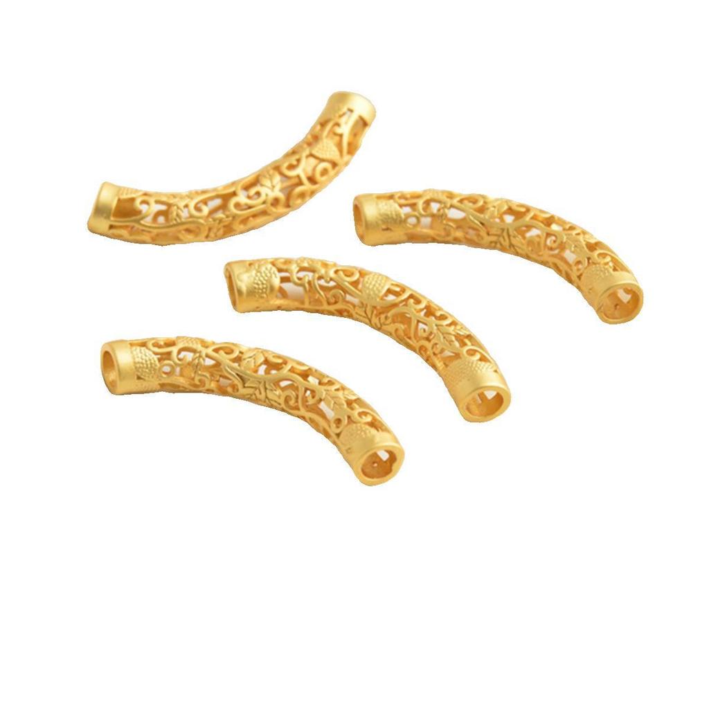 Gold-Plated Floral Pattern Chinese Style Bent Tube Bangle Bracelet Bead Cover DIY Accessories