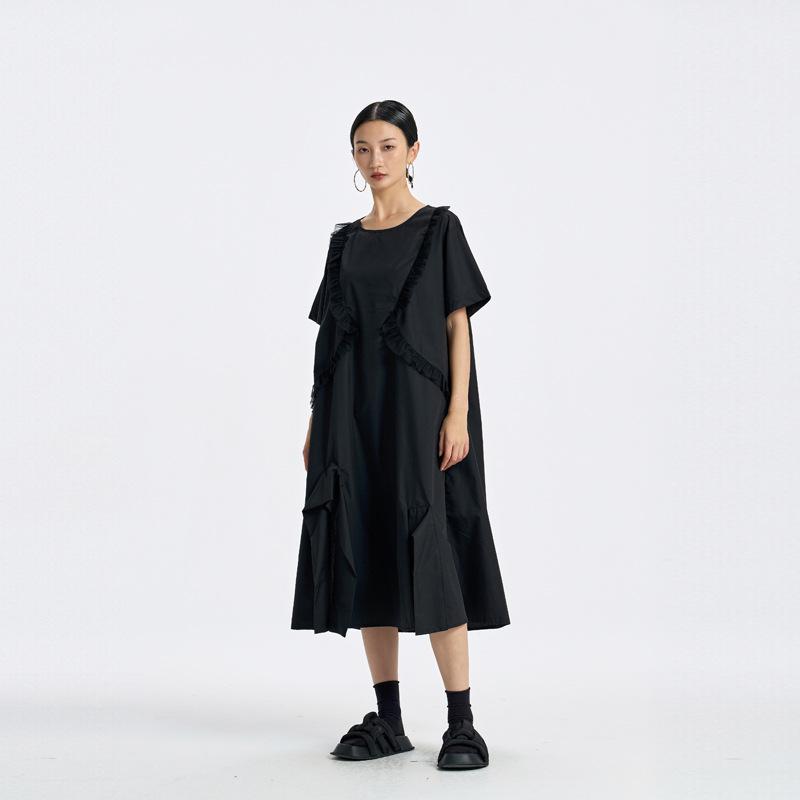 2026 new large size women's clothing Yamamoto style loose dress Korean version of foreign style niche high-end design looks thin