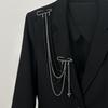 Punk Hip-hop Star Chain Multi-layer Personalized Tassel Double Needle Brooch Men's and Women's Set Brooch Jewelry