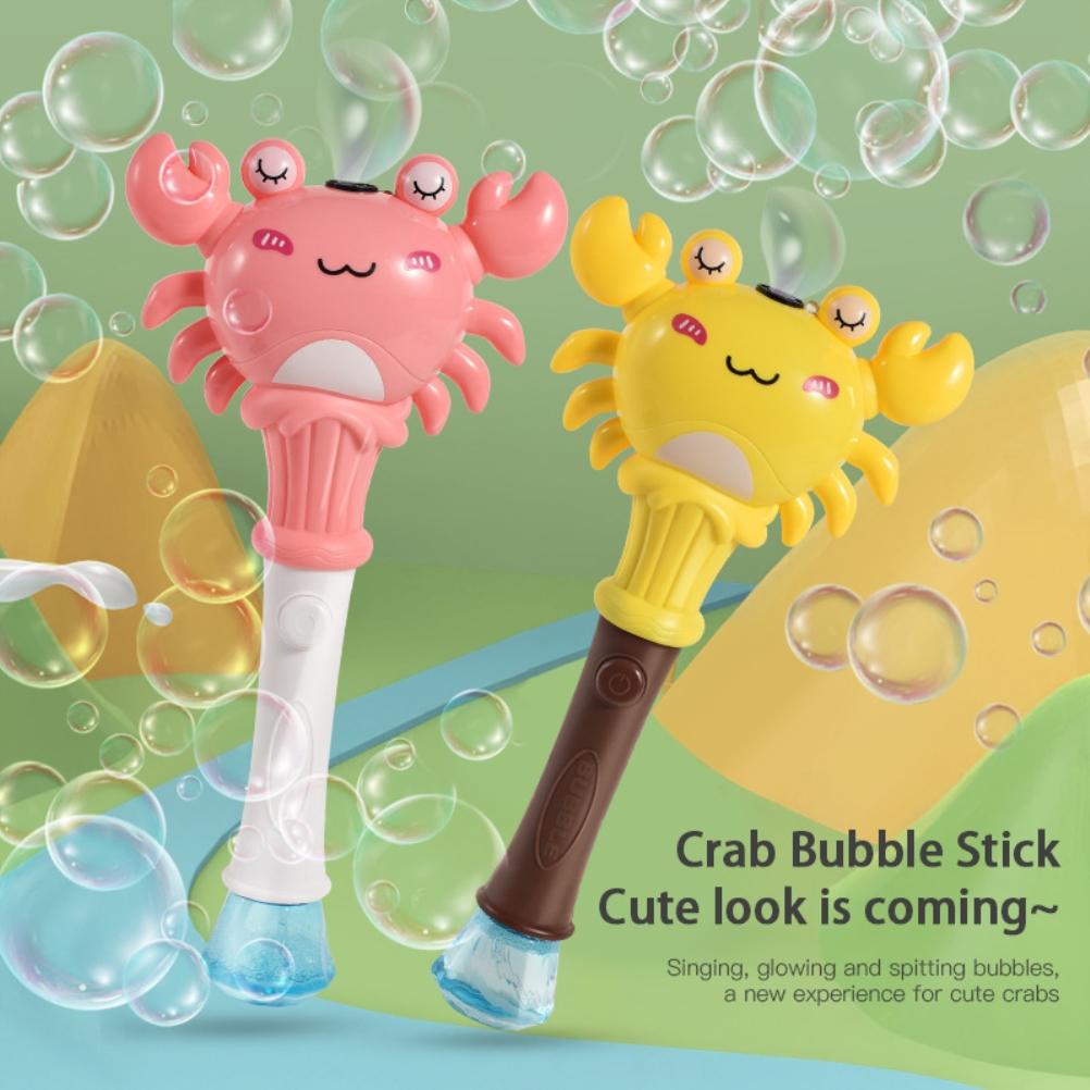 Bubble Wand Cartoon Crab Musical Bubble Blower with Lights Handheld Automatic Bubble Machine Party Favors Gifts for