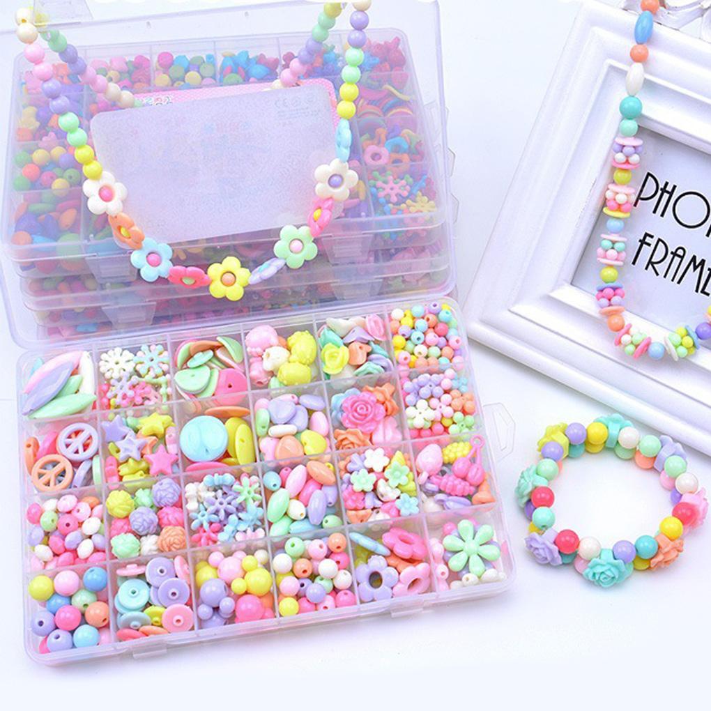Toddlers DIY Jewelry Beads Toys Kids Necklace Bracelet Beading Christmas Birthday Holiday Preschool Party Toy Gadgets