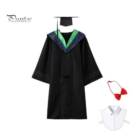 Academic Dress for Ceremonies Unisex Matte Graduation Cap Gown Set with Fake Shirt Collar And Doctoral Attire Neck Tie Professional Formal Bachelor's