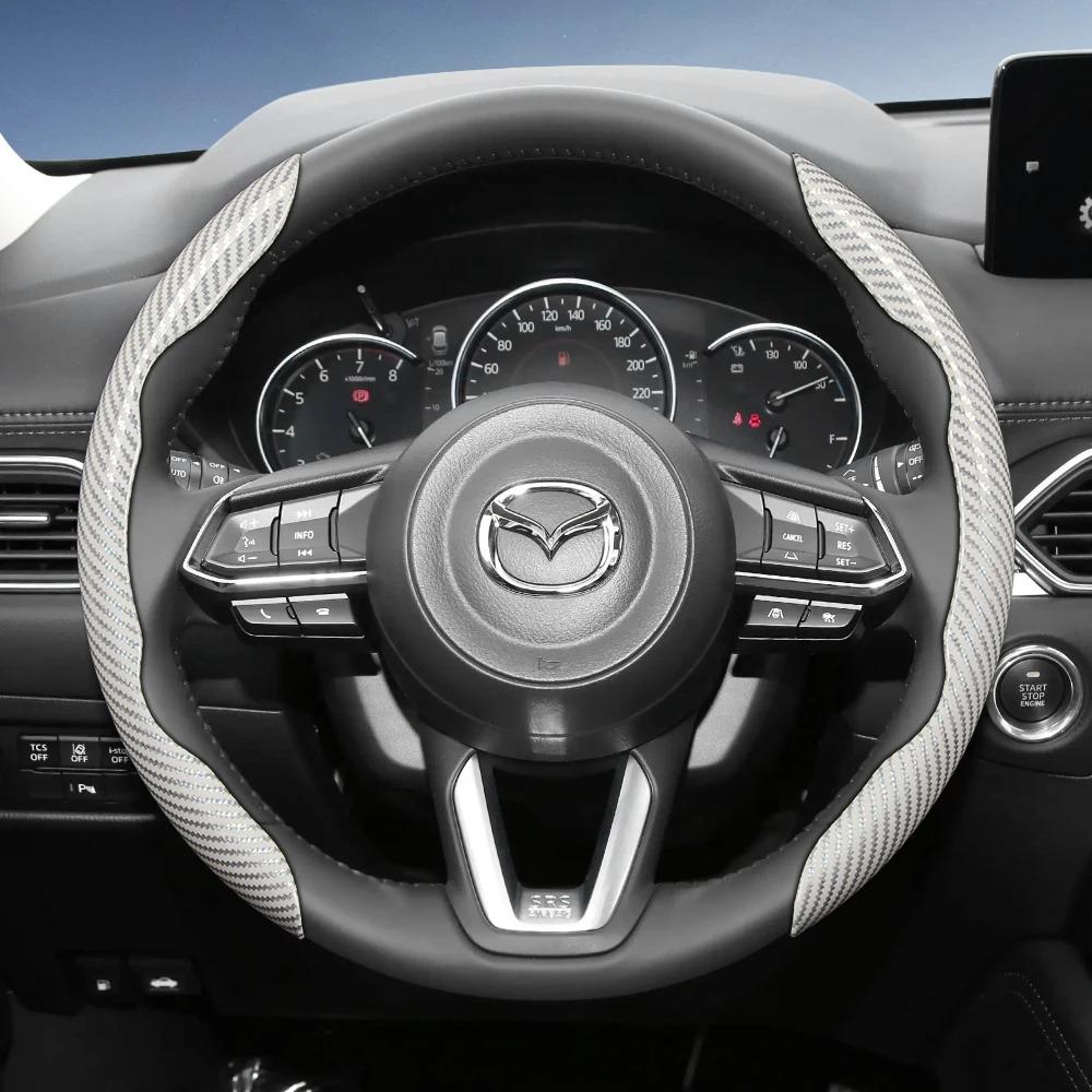 Suitable for Mazda Carbon Fiber Steering Wheel Cover for Cx-5 Cx-30 Mazda3 Cx-50 Cx-90 Mazda2 Cx-60 Cx-3 Mx-5 Bt-50