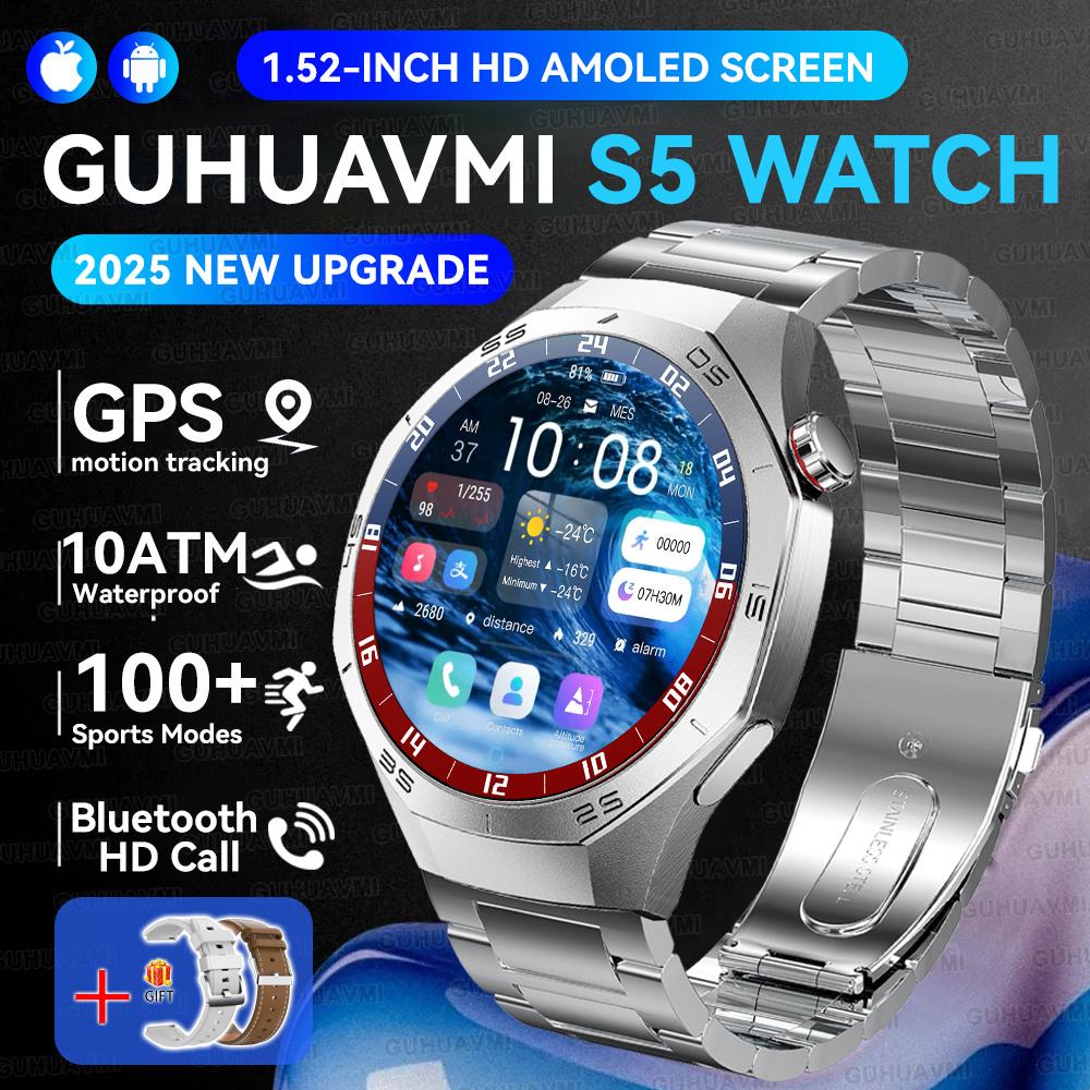 New GPS Tracking AMOLED Screen Smart Watch For Men Sports Modes Bluetooth Call Heart Rate 10ATM Waterproof For Android iOS