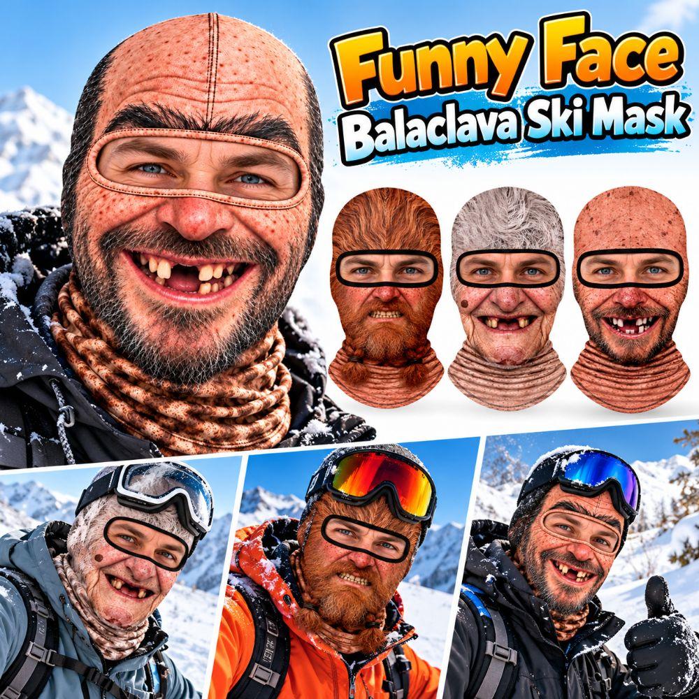 Balaklava z drukiem twarzy starego człowieka Maska na twarz Śmieszna maska narciarska Outdoor/Kolarstwo/Żarty/Impreza
