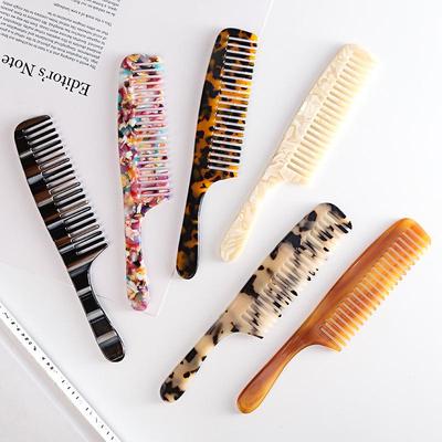Leopard Print Wide-Tooth Marble Comb - Anti-Static Acetate Hair Brush