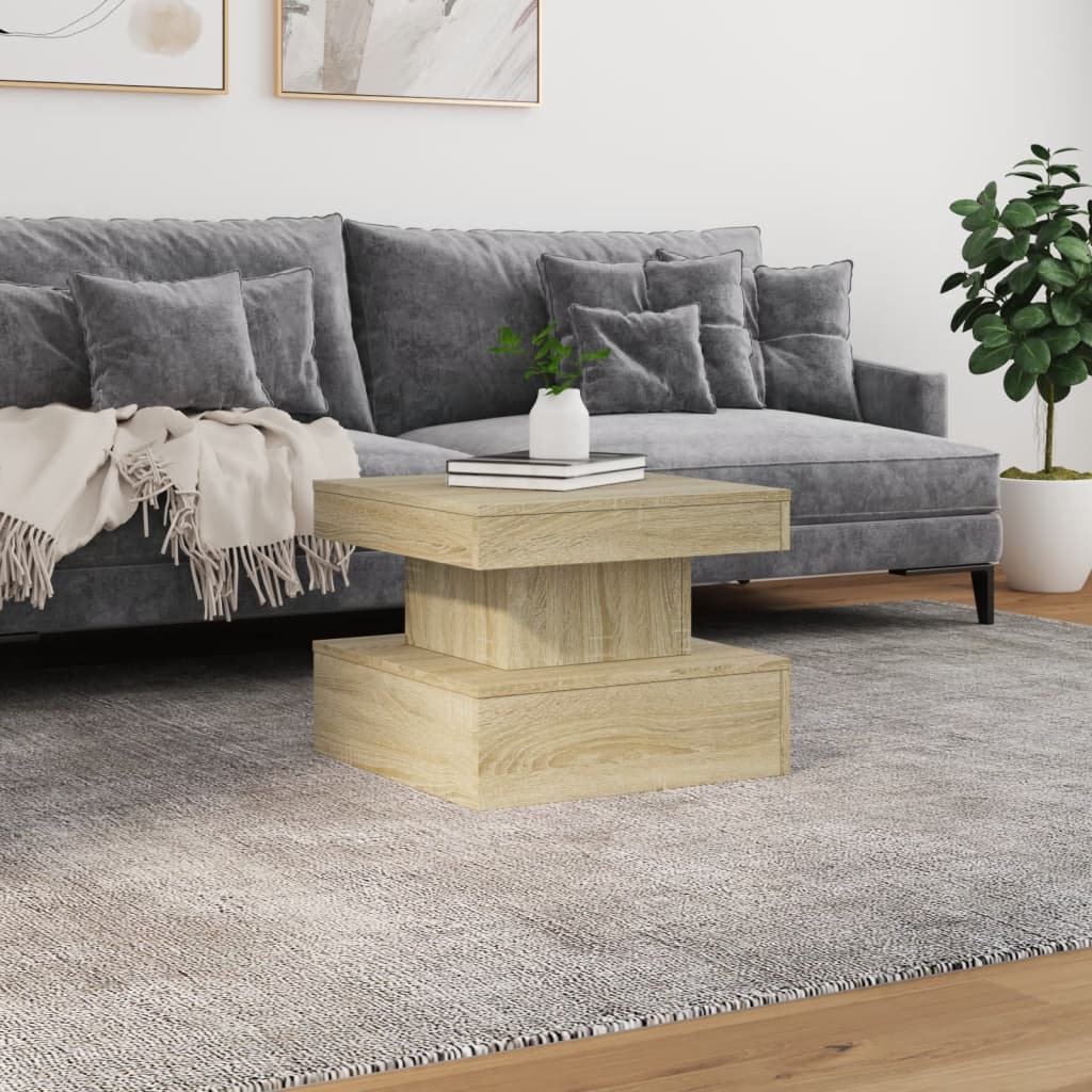  LED Coffee Table, Sonoma Oak, 50x50x40 Cm